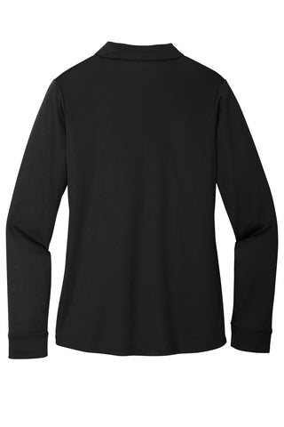 Port Authority Ladies Silk Touch Performance Long Sleeve Polo (Black)