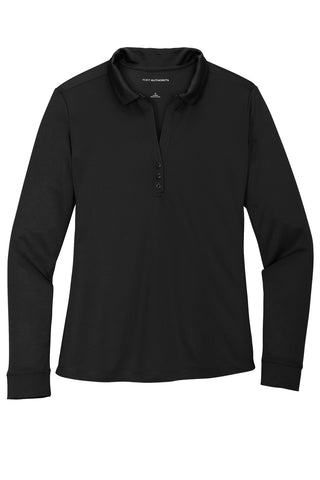 Port Authority Ladies Silk Touch Performance Long Sleeve Polo (Black)