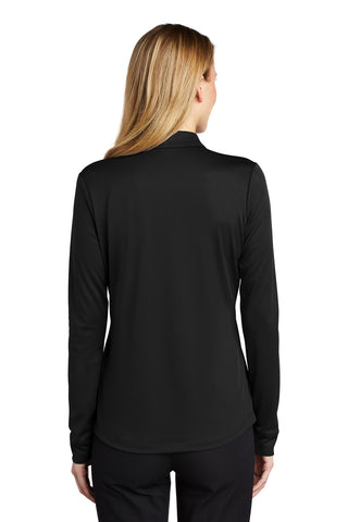 Port Authority Ladies Silk Touch Performance Long Sleeve Polo (Black)