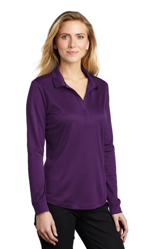 Port Authority Ladies Silk Touch Performance Long Sleeve Polo (Bright Purple)