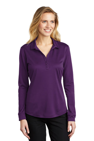 Port Authority Ladies Silk Touch Performance Long Sleeve Polo (Bright Purple)