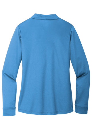 Port Authority Ladies Silk Touch Performance Long Sleeve Polo (Carolina Blue)