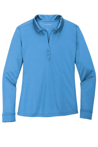 Port Authority Ladies Silk Touch Performance Long Sleeve Polo (Carolina Blue)