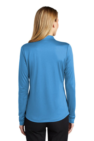 Port Authority Ladies Silk Touch Performance Long Sleeve Polo (Carolina Blue)