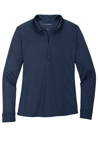 Port Authority Ladies Silk Touch Performance Long Sleeve Polo (Navy)