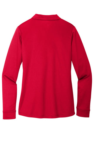 Port Authority Ladies Silk Touch Performance Long Sleeve Polo (Red)