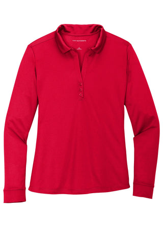 Port Authority Ladies Silk Touch Performance Long Sleeve Polo (Red)