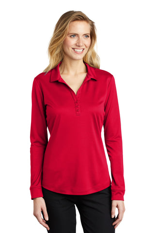 Port Authority Ladies Silk Touch Performance Long Sleeve Polo (Red)