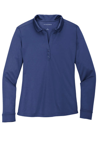 Port Authority Ladies Silk Touch Performance Long Sleeve Polo (Royal)