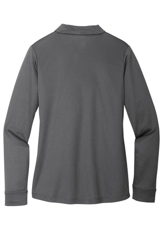 Port Authority Ladies Silk Touch Performance Long Sleeve Polo (Steel Grey)