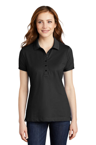 Port Authority Ladies Stretch Pique Polo (Black)