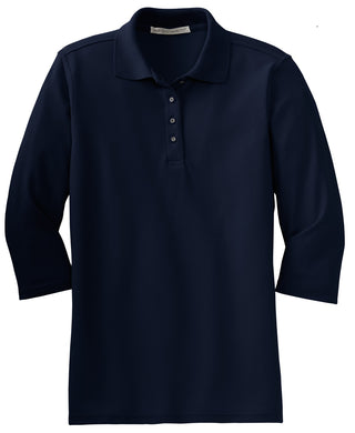 Port Authority Ladies Silk Touch 3/4-Sleeve Polo (Navy)