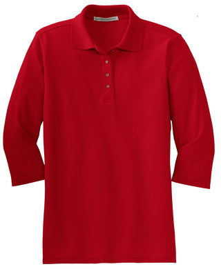 Port Authority Ladies Silk Touch 3/4-Sleeve Polo (Red)