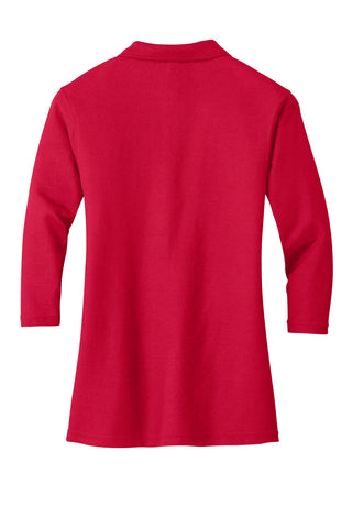 Port Authority Ladies Silk Touch 3/4-Sleeve Polo (Red)