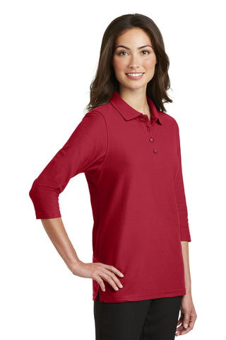 Port Authority Ladies Silk Touch 3/4-Sleeve Polo (Red)