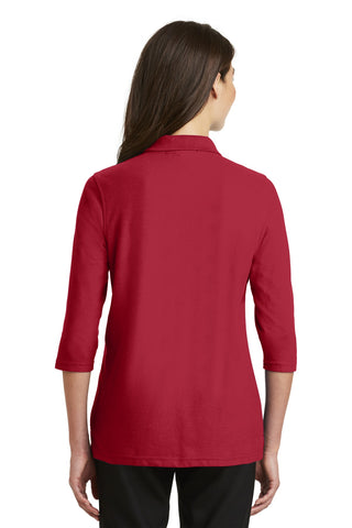 Port Authority Ladies Silk Touch 3/4-Sleeve Polo (Red)