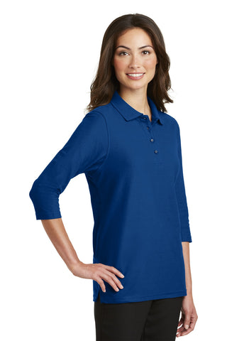 Port Authority Ladies Silk Touch 3/4-Sleeve Polo (Royal)