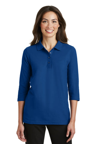 Port Authority Ladies Silk Touch 3/4-Sleeve Polo (Royal)