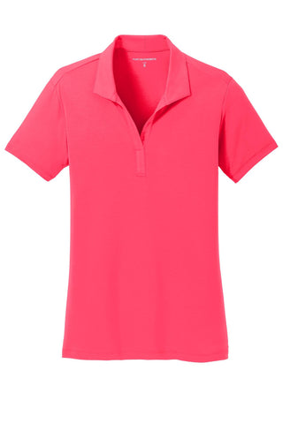 Port Authority Ladies Cotton Touch Performance Polo (Hot Coral)