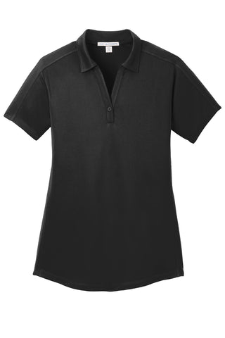 Port Authority Ladies Diamond Jacquard Polo (Black)