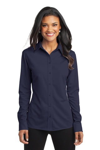 Port Authority Ladies Dimension Knit Dress Shirt (Dark Navy)