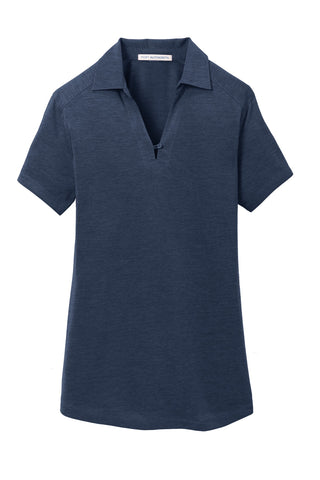 Port Authority Ladies Digi Heather Performance Polo (Dress Blue Navy)