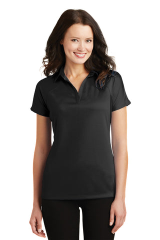 Port Authority Ladies Crossover Raglan Polo (Black)