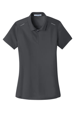 Port Authority Ladies Pinpoint Mesh Zip Polo (Battleship Grey)