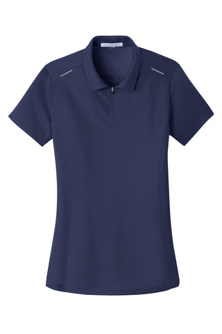 Port Authority Ladies Pinpoint Mesh Zip Polo (True Navy)