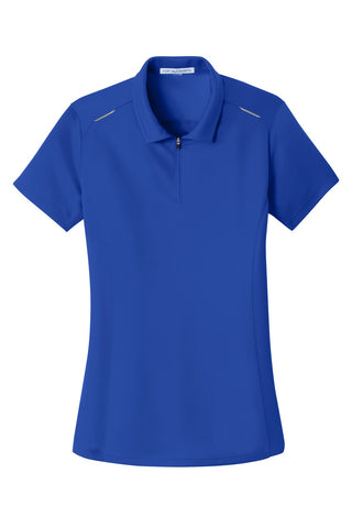 Port Authority Ladies Pinpoint Mesh Zip Polo (True Royal)