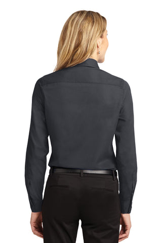 Port Authority Ladies Long Sleeve Easy Care Shirt (Classic Navy/ Light Stone)