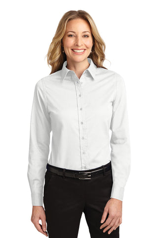 Port Authority Ladies Long Sleeve Easy Care Shirt (White/ Light Stone)