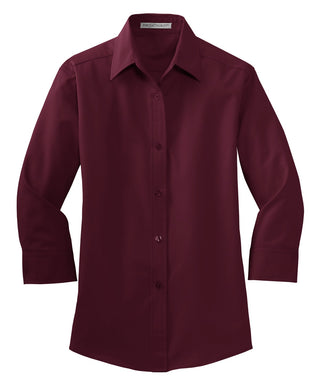 Port Authority Ladies 3/4-Sleeve Easy Care Shirt (Burgundy)