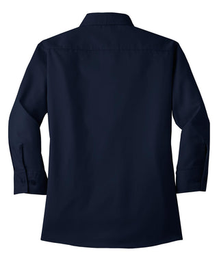 Port Authority Ladies 3/4-Sleeve Easy Care Shirt (Navy)