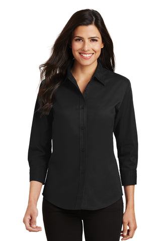 Port Authority Ladies 3/4-Sleeve Easy Care Shirt (Black)