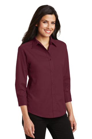 Port Authority Ladies 3/4-Sleeve Easy Care Shirt (Burgundy)