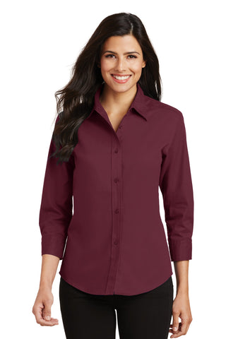 Port Authority Ladies 3/4-Sleeve Easy Care Shirt (Burgundy)