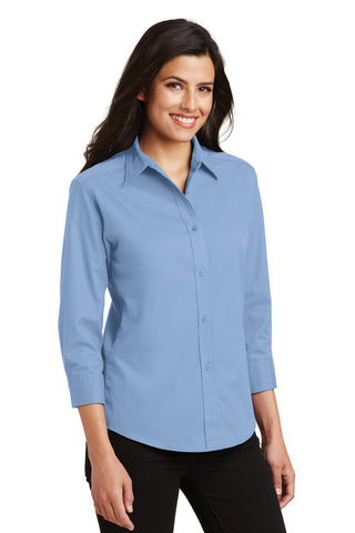 Port Authority Ladies 3/4-Sleeve Easy Care Shirt (Light Blue)