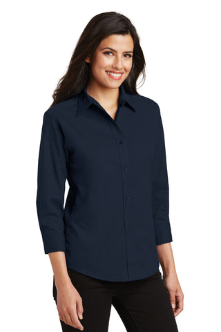 Port Authority Ladies 3/4-Sleeve Easy Care Shirt (Navy)