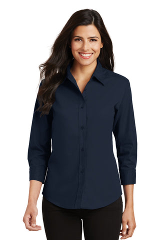 Port Authority Ladies 3/4-Sleeve Easy Care Shirt (Navy)