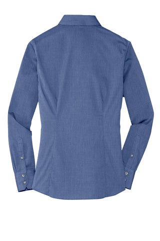 Port Authority Ladies Crosshatch Easy Care Shirt (Deep Blue)