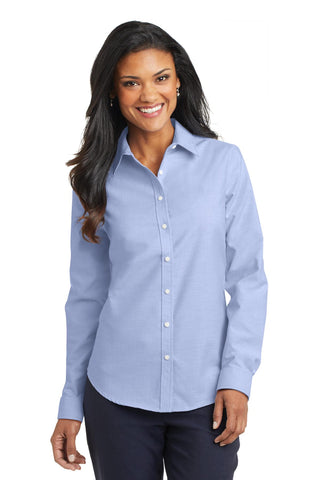 Port Authority Ladies SuperPro Oxford Shirt (Oxford Blue)