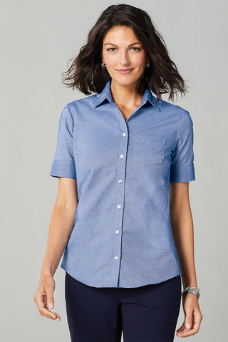 Port Authority Ladies Short Sleeve SuperPro Oxford Shirt (Oxford Blue)