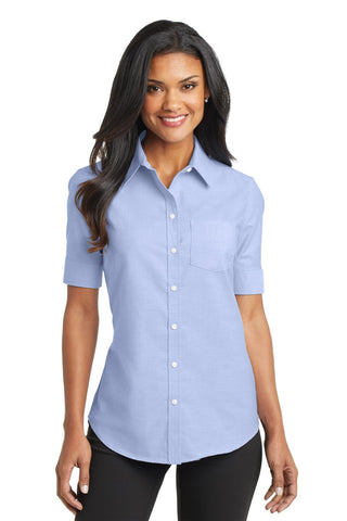 Port Authority Ladies Short Sleeve SuperPro Oxford Shirt (Oxford Blue)