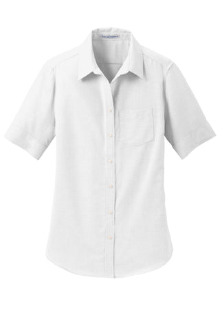 Port Authority Ladies Short Sleeve SuperPro Oxford Shirt (White)