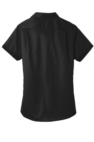 Port Authority Ladies Short Sleeve SuperPro Twill Shirt (Black)