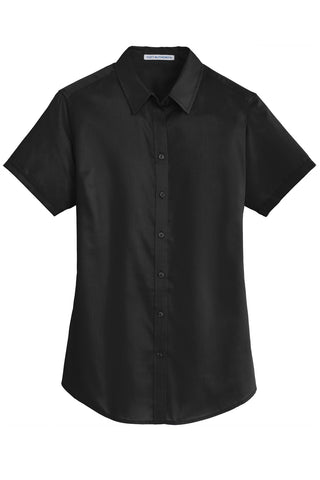 Port Authority Ladies Short Sleeve SuperPro Twill Shirt (Black)