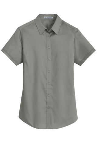 Port Authority Ladies Short Sleeve SuperPro Twill Shirt (Monument Grey)