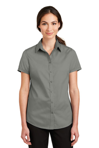 Port Authority Ladies Short Sleeve SuperPro Twill Shirt (Monument Grey)