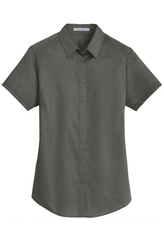 Port Authority Ladies Short Sleeve SuperPro Twill Shirt (Sterling Grey)